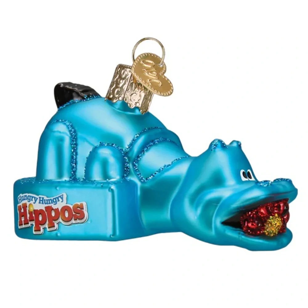 Old World Christmas ‘Hungry Hippo’ Glass Ornament New With Tags Never Displayed